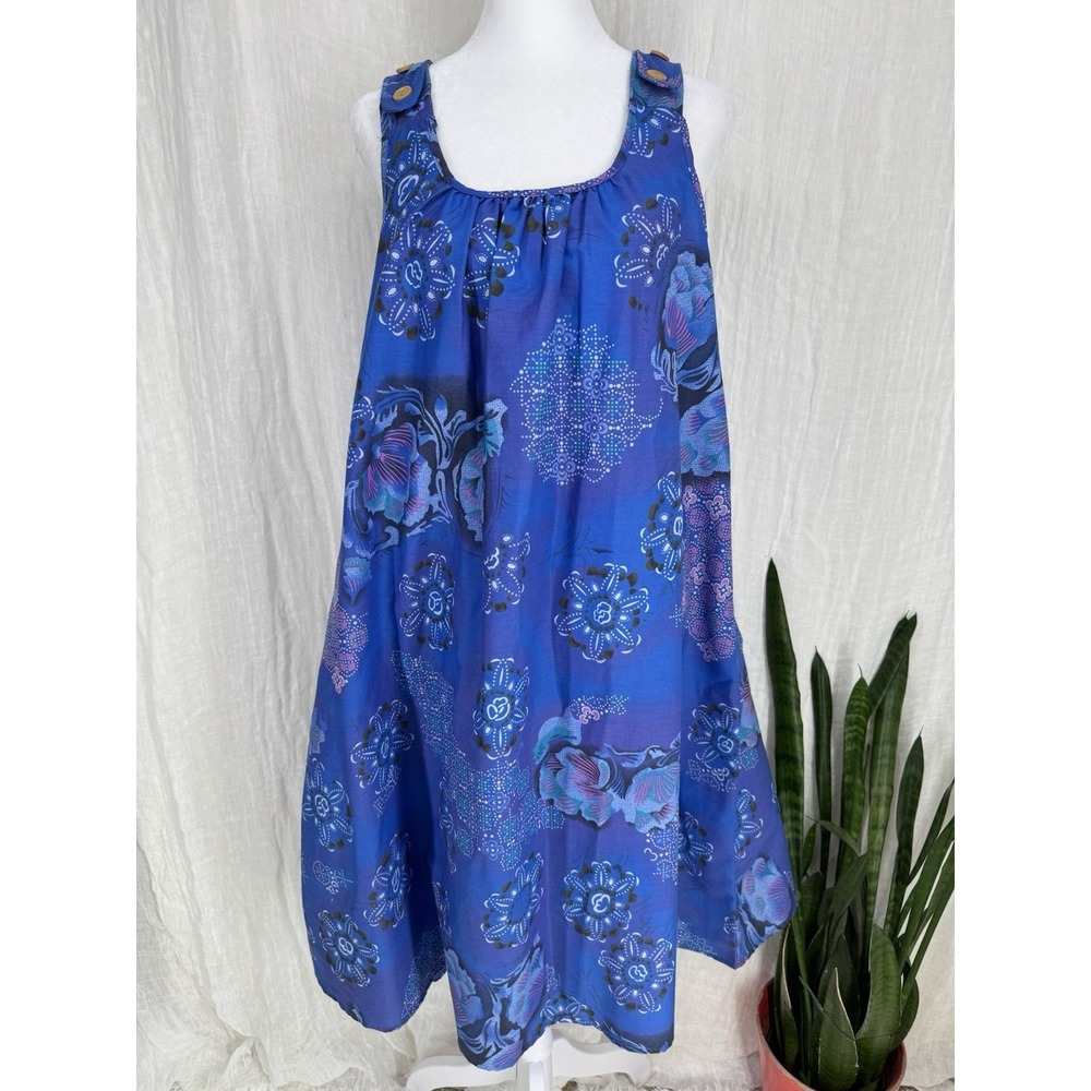 Vintage Boho Oversized Floral Lagenlook House Dress M 90s  Artsy Teacher Pocket